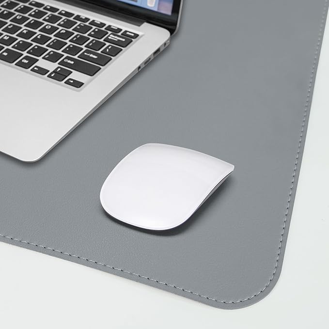 AFIING Cork Desk Mat 47" x 17", Dual-Sided Natural Cork & PU Leather Desk Pad, Non-Slip Waterproof Large Mouse Pad for Office, Home & Gaming (Light Grey)