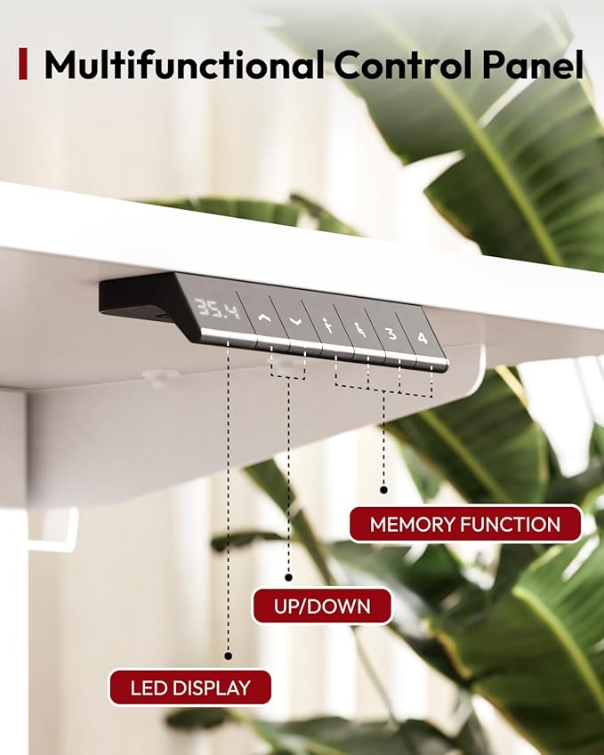 SANODESK Height Adjustable Electric Standing Desk 55x24 Inches, Sit Stand Desk with Splice Board for Home Office, Ergonomic Computer Workstation, Study & Gaming, White Frame/White Top