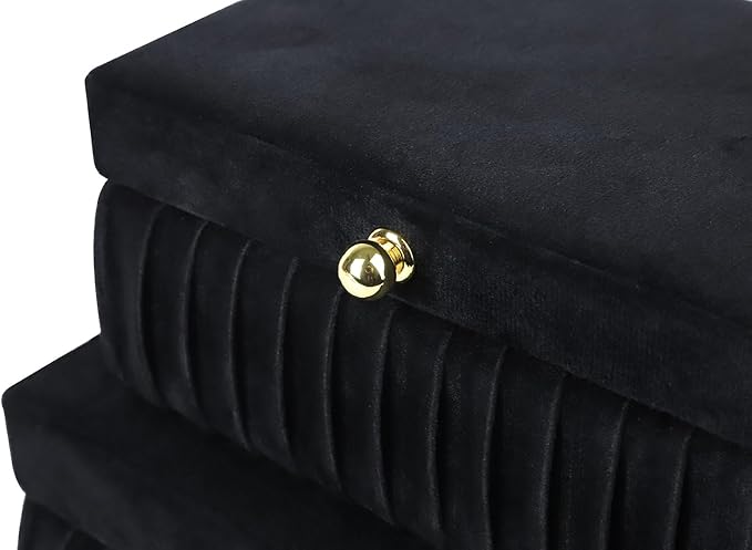 HofferRuffer Velvet Decorative Boxes, Jewelry Boxes Storage Accessory Organizer Boxes with Elegant Handle Decor, Classic Velvet Set of 2 Pieces (Black Velvet)