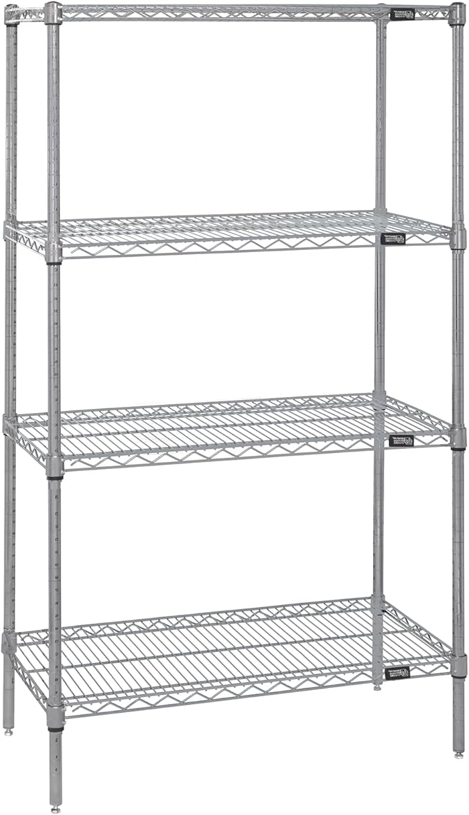 Quantum Storage Systems WR74-2448S Starter Kit Wire Shelves Stainless Steel 4 Shelves 74" H x 48" W x 24" D