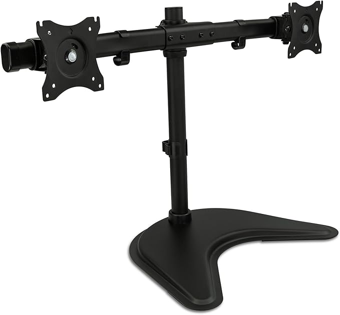 Mount-It! Free Standing Dual Monitor Stand | Double Monitor Desk Mount | Fits Two x 19 20 21 22 23 24 27 Inch Computer Screens | 2 Heavy Duty Height Adjustable Arms | VESA Compatible 75 100