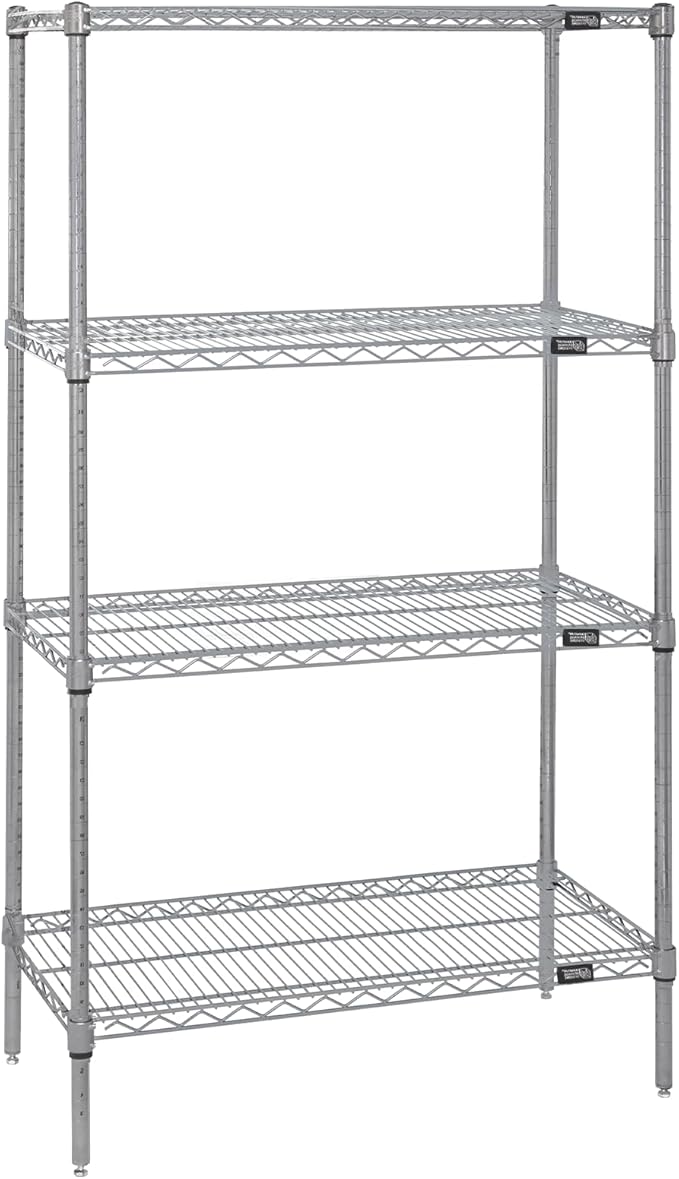 Quantum Storage Systems WR63-3672S Starter Kit Wire Shelves Stainless Steel 4 Shelves 63" H x 72" W x 36" D