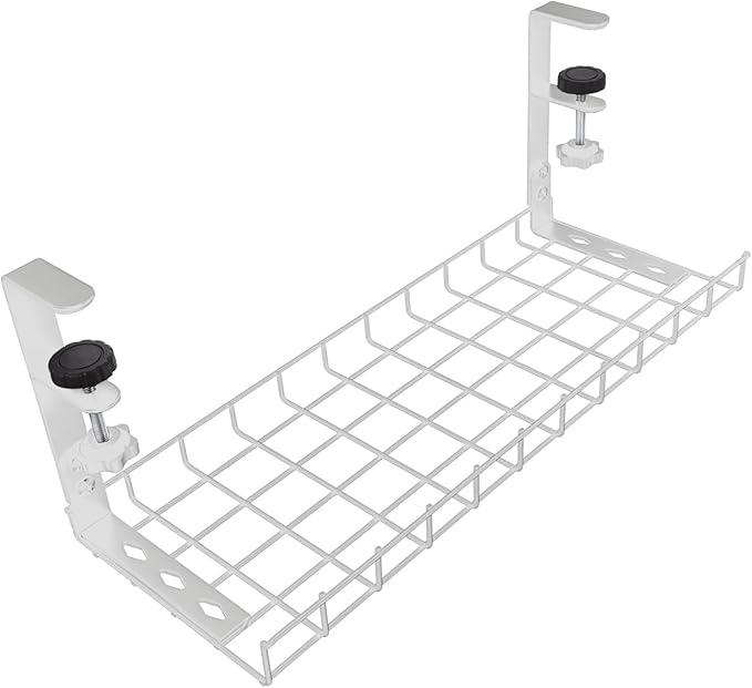 NUOBESTY Desk Cable Management Tray No Drill Cord Organizer Large Capacity Wire Storage Holder for Office Desk Easy Installation