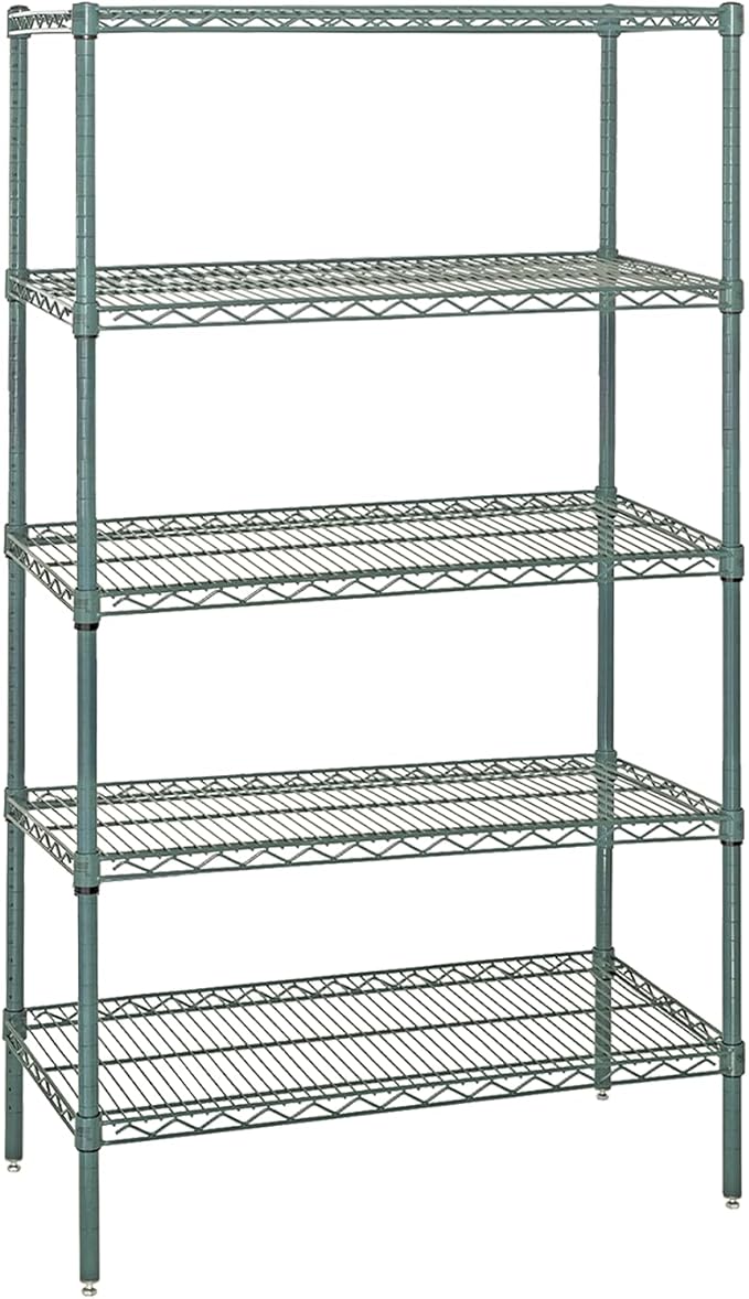 Quantum Storage Systems WR63-2442P-5 Starter Kit Wire Shelves Green Epoxy 5 Shelves 63" H x 42" W x 24" D