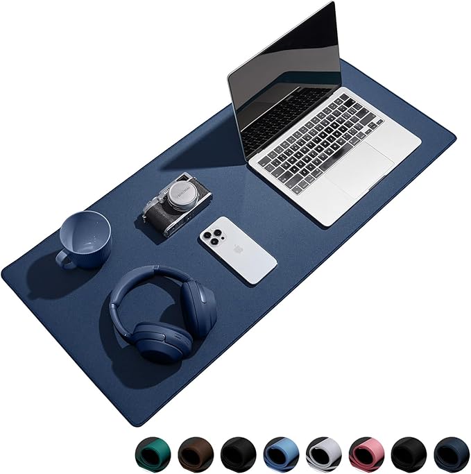 Reniteco Waterproof Large Gaming Mouse Pad with Durable Stitched Edges, Non-Slip Rubber Base, Smooth Surface Mouse Mat Desk Pad for Home Office Gaming, 27.5"x11.8"x0.08", Dark Blue