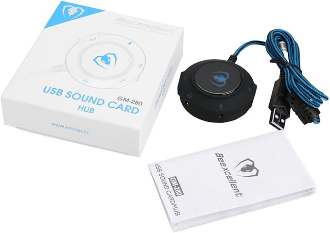 Micolindun External Sound Card USB Hubs Audio Adapter to USB Port & 3.5mm Audio & Micro Jack for PC Laptop. Plug and Play (Blue)