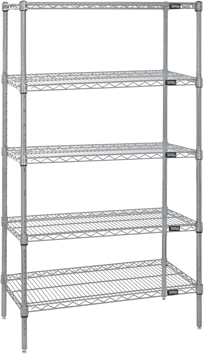 Quantum Storage Systems WR74-3060S-5 Starter Kit Wire Shelves Stainless Steel 5 Shelves 74" H x 60" W x 30" D
