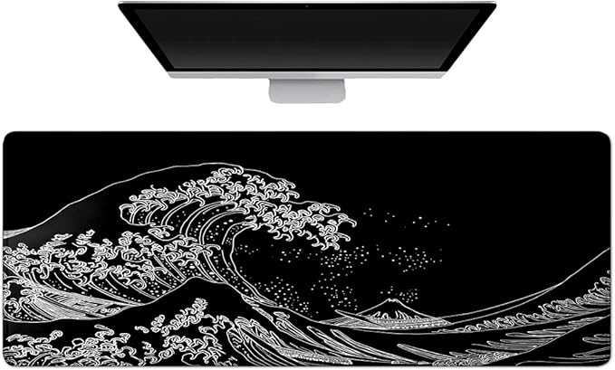 Gaming Mouse Pad Large Desk Mat Extended Keyboard Mouse Pad Mousepad with Non-Slip Base and Stitched Edge Mouse Mat Desk Pad Mouse Pads for Desk Home Office Gaming Wave