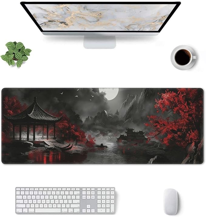 XL Dark Canyon Large Gaming Mouse Pad, Long Extended Full Mouse Mat Desk Pad for Top Keyboard Table, Aesthetic Cute Big Stitched Mousepad Gifts for Women Office Decor, 31.5 * 11.8 in