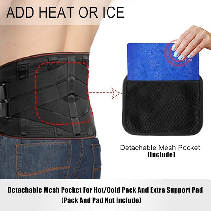 Lower Back Braces for Back Pain Relief - Compression Belt for Men & Women - Lumbar Support Waist Backbrace for Herniated Disc, Sciatica, Scoliosis - Breathable Mesh Design, Adjustable Straps(S, Black)