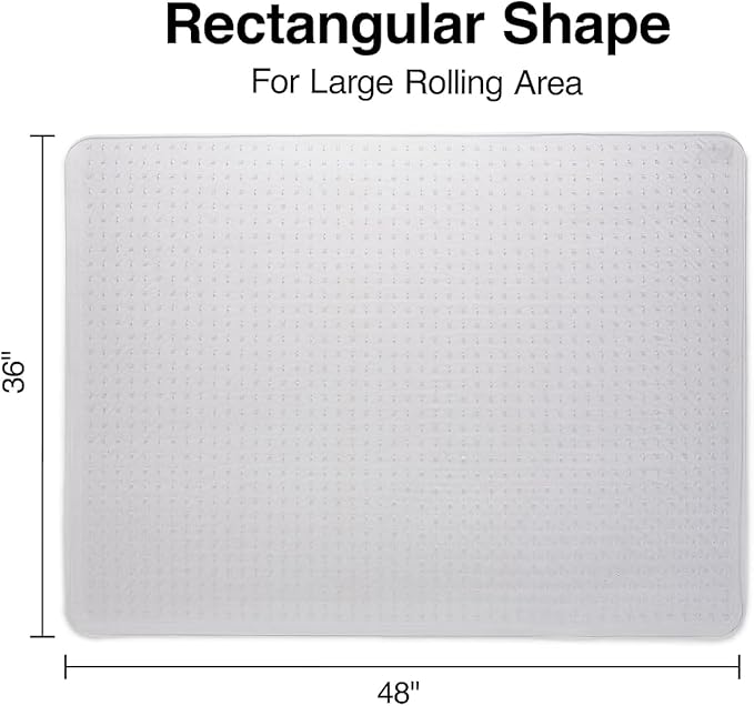 Staples Office Chair Mat, Clear Floor Mats, Low-Pile Carpets, 48 x 36 Inch, Smooth Glide