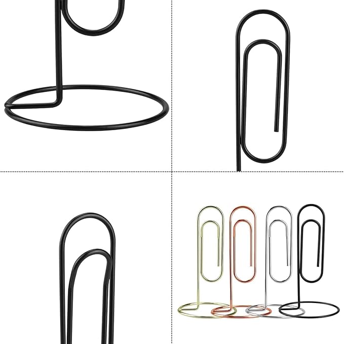 5.2 Inch Desktop Memo Holder, 4 Pack Jumbo Metal Desk Paper Clip Organizer for Office Table, Place Card, Bills, Photos, Table Numbers, Multi-Purpose Document Stand Accessory