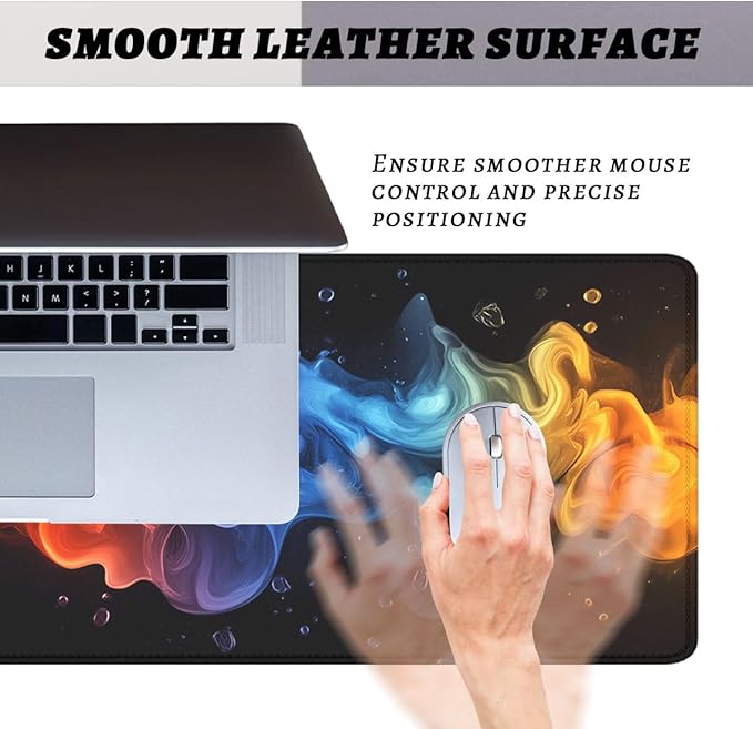 Abstract Gaming Mouse Pad Paint Swirl Neon Light Fluid Shape Large Gaming Mouse Mat with Stitched Edges,Non-Slip Waterproof Rubber Base Mous Mat 31.5x11.8 in