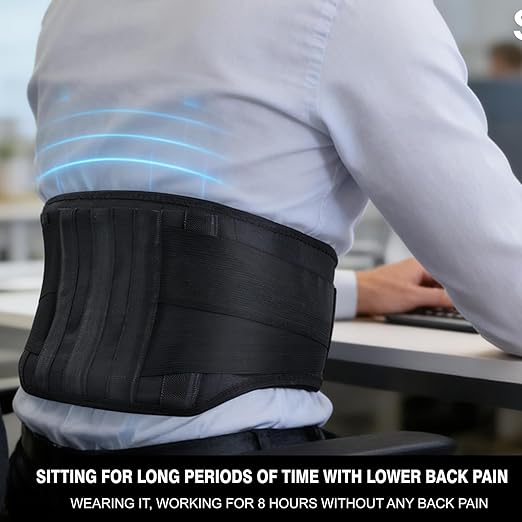 Back Brace for Lower Back Pain Relief, Wide Lumbar Support Belt for Men & Women, 5 Removable Metal Stays, Herniated Disc, Sciatica, Work & Lifting, Breathable Back Support (Large 39"-44.9")