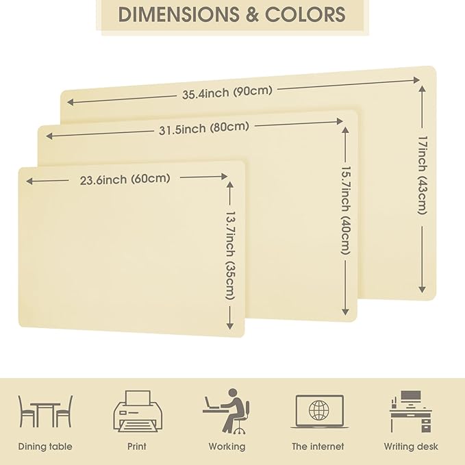 Leather Desk Mat Protector 35.4×17inch Dual-Sided Vanity Mat Non-Slip Large Gaming Mouse Pad Waterproof Desk Writing Pad Desk Blotter Laptop and Keyboard Mat for Office and Home(Apricot)