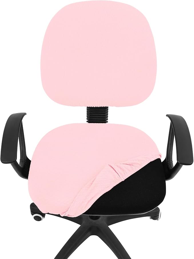 Smiry Stretch Jacquard Office Computer Chair Covers, Removable Washable Universal Desk Rotating Chair Slipcovers Protector, Seat + Backrest Cover, Blush Pink