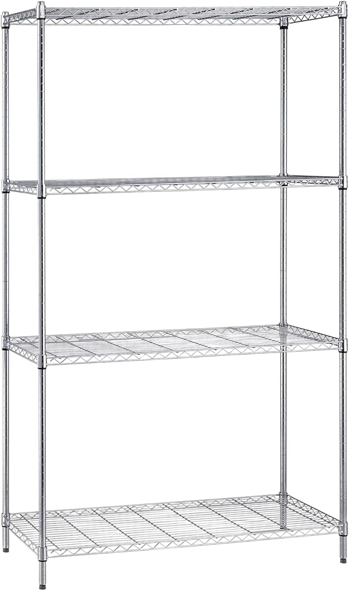 Quantum Storage Systems WR63-3660C Starter Kit for 63" High 4-Tier Wire Shelving Unit, Chrome Finish, 600 lb. Per Shelf Capacity, 36" Width x 60" Length x 63" Height