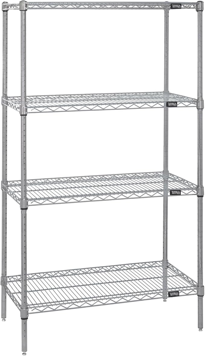 Quantum Storage Systems WR74-3672S Starter Kit Wire Shelves Stainless Steel 4 Shelves 74" H x 72" W x 36" D