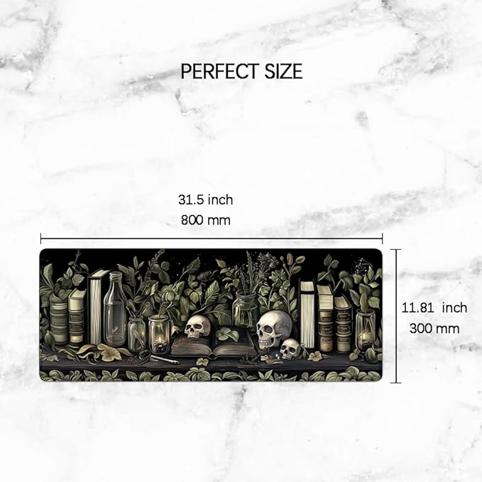 Gaming Mouse Pad Large Desk Mat Extended Keyboard Mouse Pad Mousepad with Non-Slip Base and Stitched Edge Mouse Mat Desk Pad Mouse Pads for Desk Home Office Gaming Skeleton