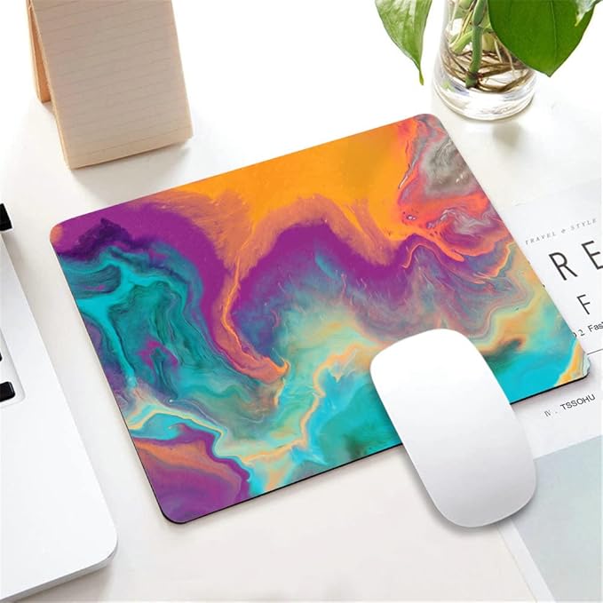 Mouse Pad Custom Design,Abstract Rich and Colorful Orange Anti-Slip Rubber Mousepad for Gaming Office Laptop Computer PC Men Women Kids, Cute Custom Pattern, Purple, Blue, Yellow,Teal