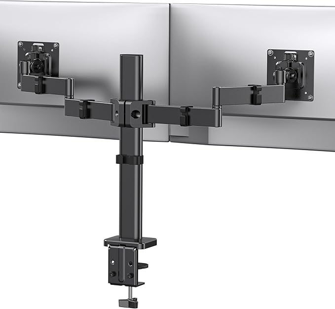 ErGear Dual Monitor Stand for 17-32 inch, Dual Monitor Mount with Adjustable Tilt, Swivel, Rotation, Tiered Arms for Extra Height, Supports 22 lbs per Arm