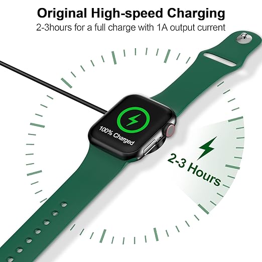 𝟐𝟎𝟐𝟔 𝐔𝐩𝐠𝐫𝐚𝐝𝐞𝐝 for Apple Watch Charger Magnetic Fast Charging Cable [Portable] Magnetic Wireless Charging Compatible with iWatch Series Ultra/9/8/7/6/SE/SE2/5/4/3/2-[1.2M] Black