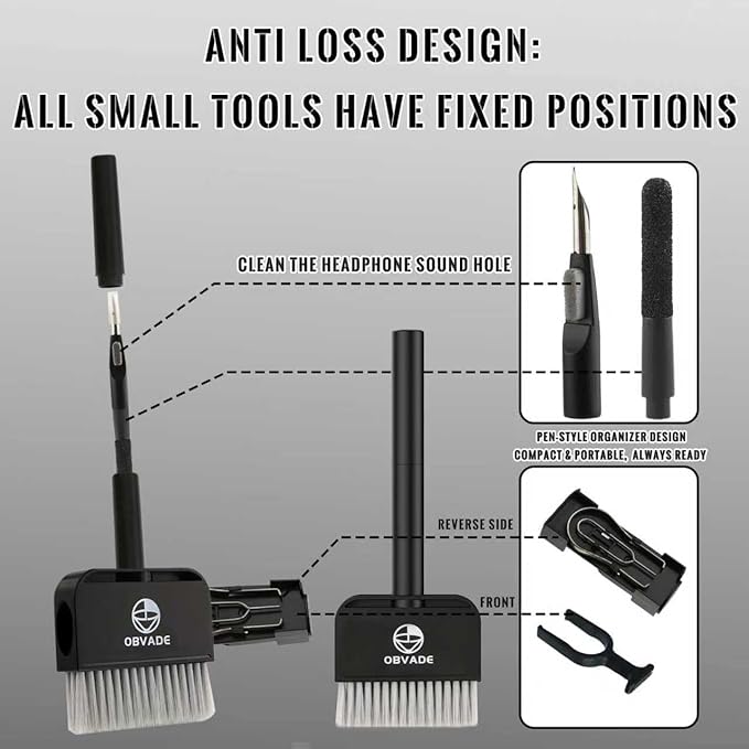 Keyboard Cleaner & Laptop Cleaning Kit - 9-in-1 Electronics Cleaning Brush Set with Keycap Puller, Screen Cleaner, Earbud Cleaner Pen for Computer, PC Monitor, MacBook, Phone, Airpods (White)