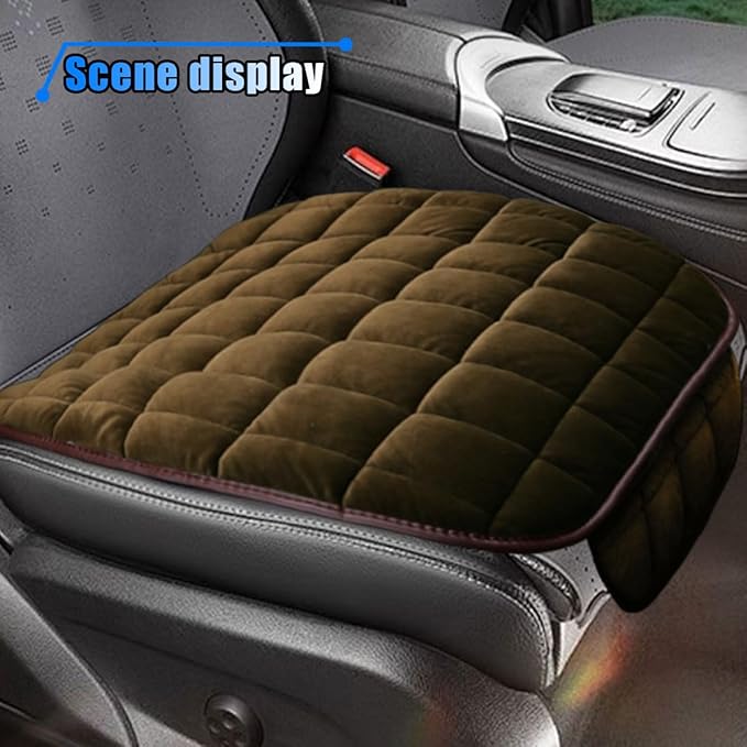 LAINLOY Car Seat Cushion, Soft Plush Vehicle Driver Seat Pad with Storage Pocket, Flat Non-Slip Rubber Bottom, Universal Seat Protector Cover for Truck, Car, SUV, Home, Office, Chair(Coffee)