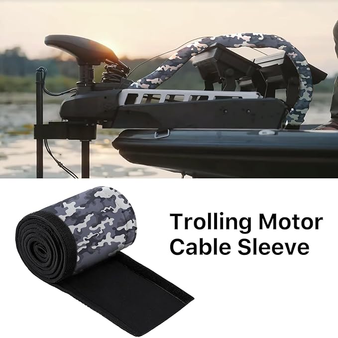 60" Trolling Motor Cable Sleeve, Made of Neoprene Trolling Motor Sleeve Great for Cover Cables and Extension Cords, Weather-Resistant,Organized Cable Management and Protect (Camouflage Blue)