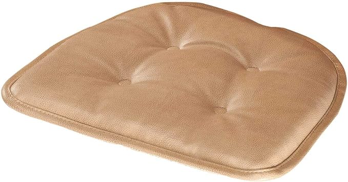 Klear Vu Omega Non-Slip Chair Cushions, Assembled in USA, U-Shaped Skid-Proof Seat Pads for Dining Room, Kitchen, Office, 15"x16", 4 Pack, Leather Taupe