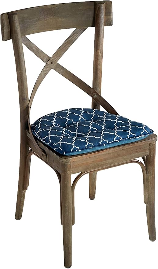 Klear Vu Omega Non-Slip Chair Cushions, Assembled in USA, U-Shaped Skid-Proof Seat Pads for Dining Room, Kitchen, Office, 15"x16" 8 Pack Geo Blue 8 Count