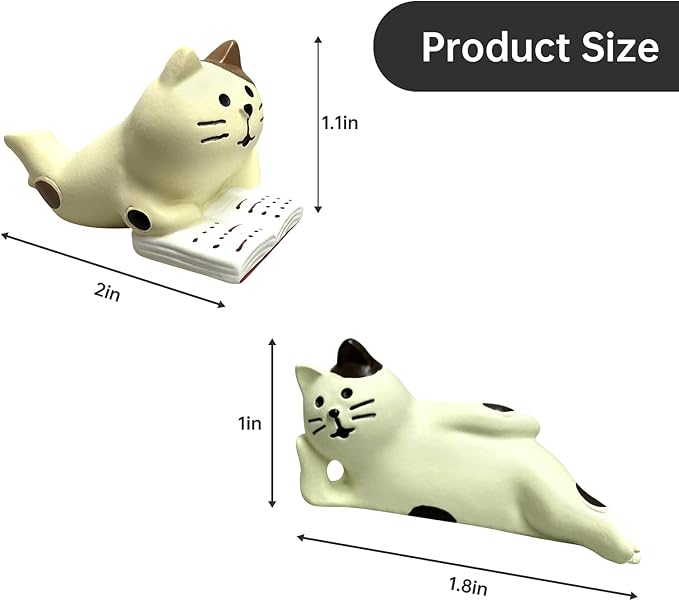 RAQWI Cute Mini Lazy Cat Reading Book Figurine Resin Cat for Office, Home Decoration Perfect Cute Cat Gift for Cat Lovers