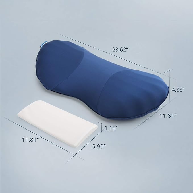 RESTCLOUD Adjustable Lumbar Support Pillow for Sleeping Memory Foam Back Support Pillow for Lower Back Pain Relief and Sleeping, Lumbar Support Pillow for Bed and Chair with 2 Insert Pads