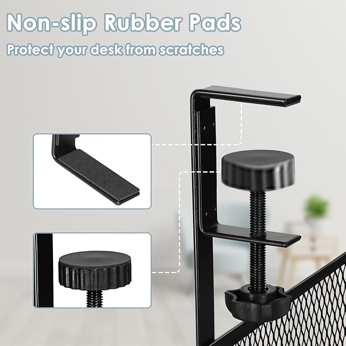 No-Drill Under Desk Cable Management Tray Tool-Free Installation with Dual Silicone Pads | No Adhesive, No Magnets, No Residue | Heavy-Duty Steel Construction for Wood & Glass Desktops (White)