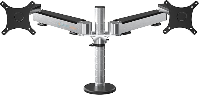 VERSADESK OmniView Dual Monitor Stand - Height Adjustable Arms for 24"-27" Screens - Desk Mount with 360° Rotation - VESA Compatible - Each Arm Supports up to 15lbs | Black