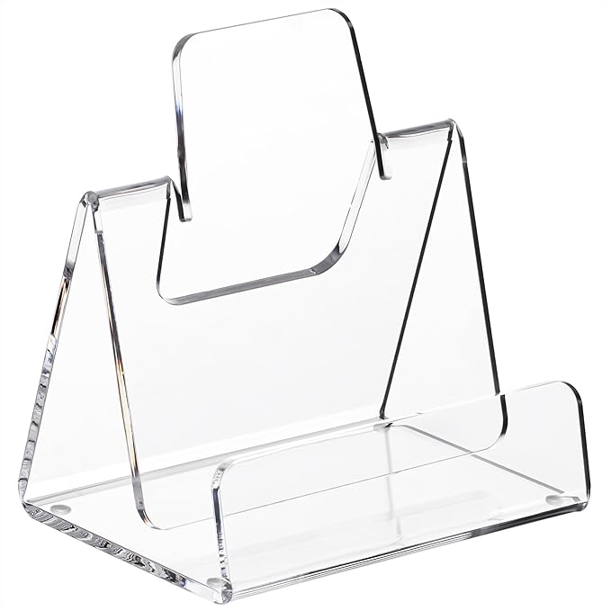HeZone Acrylic Brochure Holder 5x6 Inch,Clear Pamphlet Holder Display Stand for Trifold 4&5&6 Inch Flyers,Pamphlets,Booklets,Menu,Leaflets for Office,Home,Store,2Pack,A5
