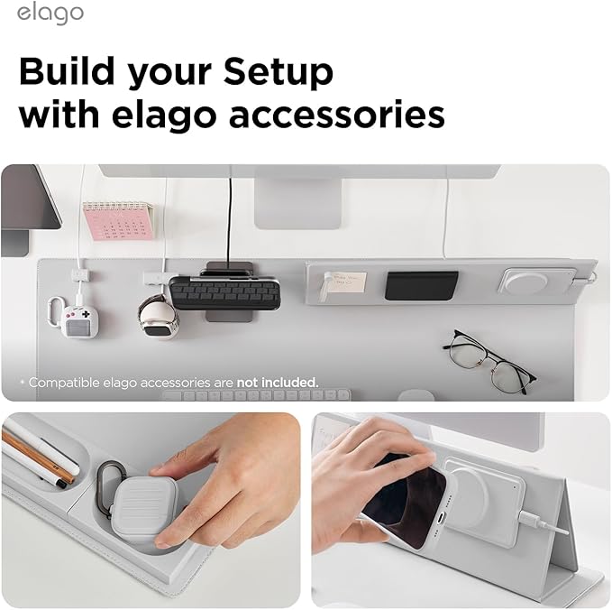 elago Smart Magnetic Desk Mat Compatible with All Magnetic Products -Paper Protector, Mouse Pad, Laptop, Non-Slip Top, Premium Waterproof Writing Pad for Office and Home (Light Grey) [Large]