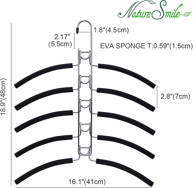 Nature Smile No Shoulder Bump Multiple Sweater Coat Clothes Hangers,Multi Layers Space Saving T Shirt Blouse Rack,(2 Pack Black Color)
