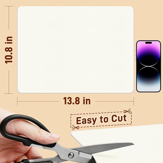 Cuttable PU Leather Nightstand Mat - 13.8x10.8in, Waterproof, Heat Resistant & Non-Slip Night Stand Accessories, Bedside Table Mat, Dresser Protector Top, End Table Cover, Small Desk Mat, Cream White