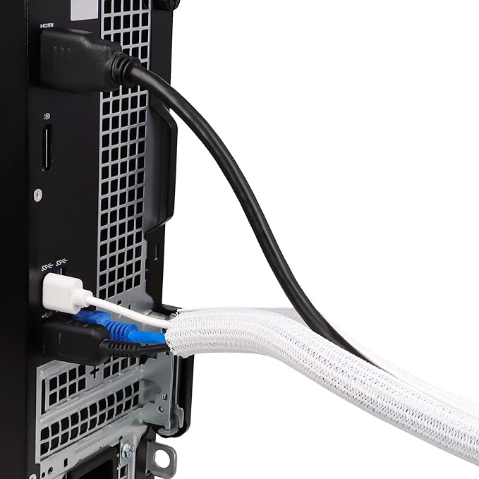 10ft PET Braided Cable Sleeve 3/4 inch(19mm) Wire Protector Cable wrap Wire Covers for Cords Cable Sleeves Cord Management Cable Management Sleeve(White)