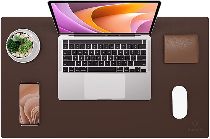 K KNODEL Non-Slip Desk Mat, Desk Pad, Desk Blotter, Desktop Mat for Desk, Small Desk Protector, Office Computer and Laptop Mat for Desk (23.6"x13.8", Brown)