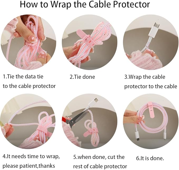 4pcs 1.6M(5.25FT) Spiral Cable Protector, Multicolor Suitable for Most Phone/Pad/Laptop USB Wire Cord Savers Protection Cover Anti-Break Wrap Charger Data Line Cables Sleeves, Laser Silver