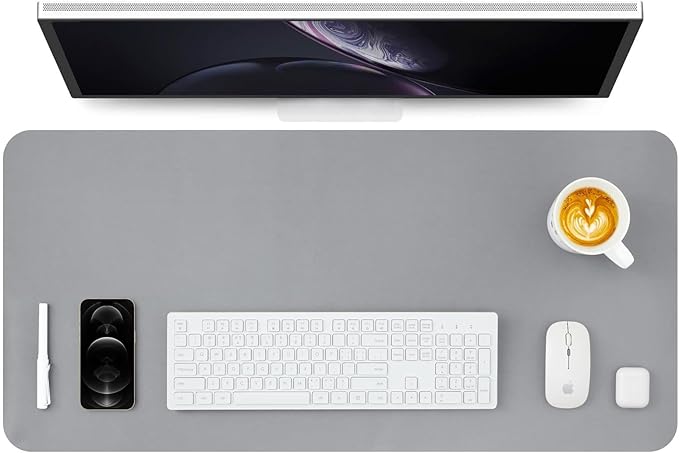 HOMIEAZICOZI Leather Desk Mat - Non-Slip PU Pad for Office and Home Organization Accessories Ideal Large Mouse Mats on Top of Desks (Dark Gray,36''x 17'') (DPD-DGr-L)