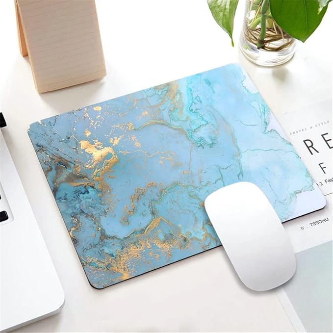 Colorful Marble Waterproof Anti-Slip PU Leather Desk Mouse Mat Pad PC Laptop Office Computer Home Mice Mat Stylish Office Gift 9.5"x7.9"x0.12" Inch(240mm x 200mm x 3mm)