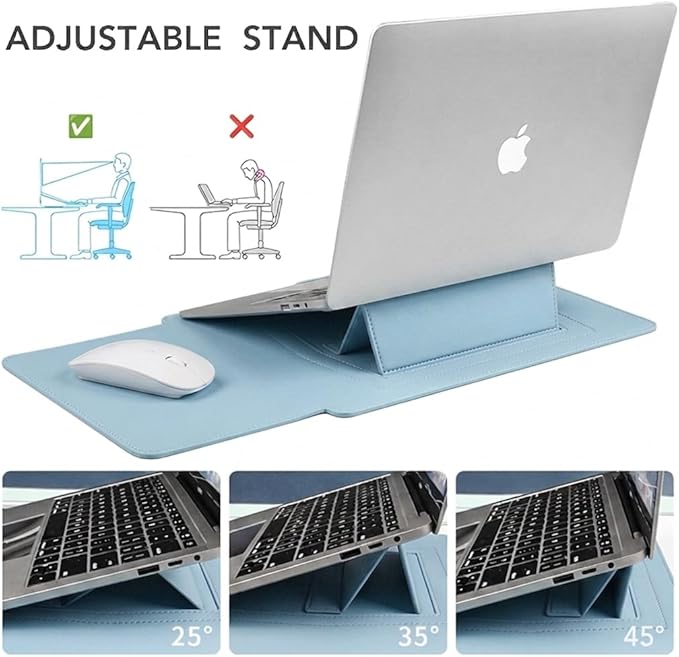 13 Inch Laptop Sleeve for Mac NEO, Precision-Fit Leather Case with Stand and Mouse Pad, Slim Protective Computer Sleeve with Accessory Pouch, Soft Lining(Sky Blue, 13 Inch)