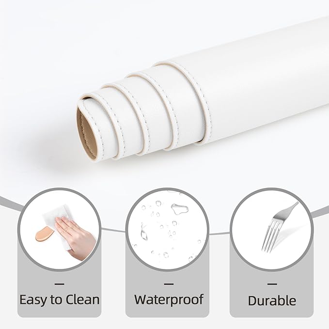 Makeup Mat for Vanity to Protect Desk Top, Dual-Sided Makeup Mat, Easy to Clean Desk Pad - Waterproof and Oilproof Vanity Accessories, 19.7 x 11.8 in (White and Khaki)