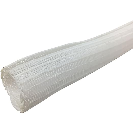 1" Hook Self Closing Braided Wrap Sleeving - 10 Feet - White