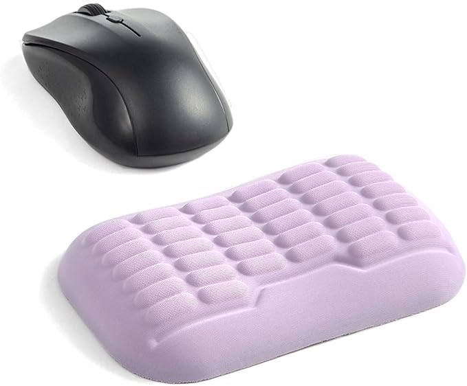 UnivoColors Ergonomic Mouse Wrist Rest,Latest 3.0 Wave Curve Design,High-Resilience Memory Foam Non-Slip Base,Reduces Wrist Fatigue,Ideal for Office Gaming & Long Hours of Use(Lavender)