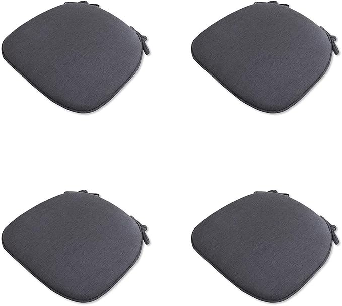 U Shaped Chair Cushion Cover with Ties for Dining Chair Pad Set of 4 Linen Thick Non Slip Seat Cushion for Kitchen Living Room Office Chair Decor Machine Washable 17"x 16" (Black, 4)