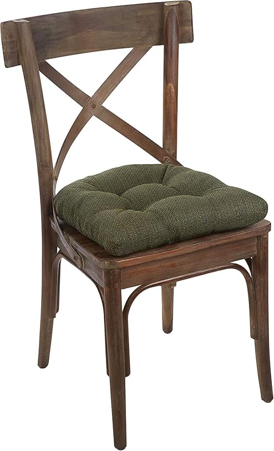 Klear Vu Gripper Overstuffed Universal Non-Slip Dining Chair Cushions for Kitchen Decor or Office Use, U-Shaped Skid-Proof Seat Pad, 15x15 Inches, 4 Count (Pack of 1), Waffle Green